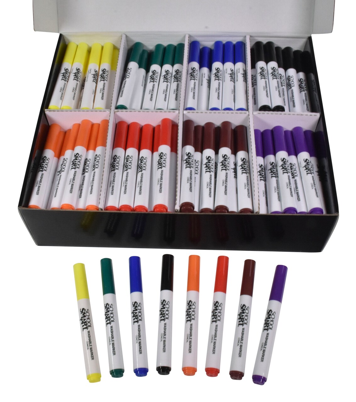 School Smart Washable Markers, Conical Tip, Assorted Colors, Pack of 200